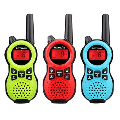 Image of Retevis RT638 Walkie Talkie Children&#039;s Set of 3 Toy Gifts for Children, Radio, PMR446 Licence Free 16 Channels VOX Torch, Family Skiing (Green &amp; Red Blue)