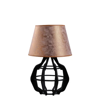 Image of Bento Table Lamp With Round Tapered Shade Black, Copper, 30.5cm, 1x E27