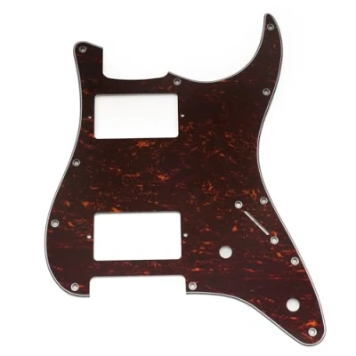 Image of Musiclily Pro 11 Holes ST HH Guitar Pickguard with Covered Humbucker 2 Pot Layout for Fender Squier Strat Style Electric Guitar, 4ply Red Tortoise