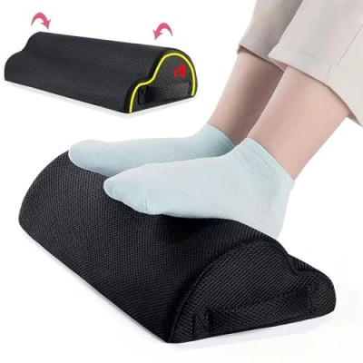 Image of Foot Rest Under Desk Adjustable Height Ergonomic Footrest Cushion, Non Slip, for Optimum Leg Compact Supportive Feet Stool Foam Pillow Relax Knees Home Office Travel