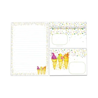 Image of Writing Paper Set Letter Pad with Envelope for Girls Boys Kids Motif Rabbit Lined (A5 25 Sheets + 15 Envelopes)