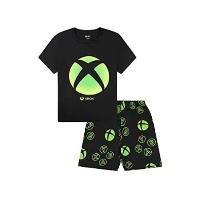 Image of Xbox Official Mens and Boys Matching Gaming Short Cotton Pyjama Set Black (6 7 Years)