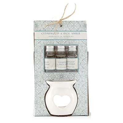 Image of Sifcon International Fragranced Oil Burner Set Cedarwood &amp; Rich Amber