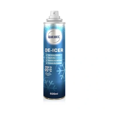 Image of QUEBEC De icer Spray 600ml For Car Windscreen Fast Acting Melts Ice and Frost Quickly Windows/Mirrors Operates at 20c Prevents Re Freezing (Pack of 1)