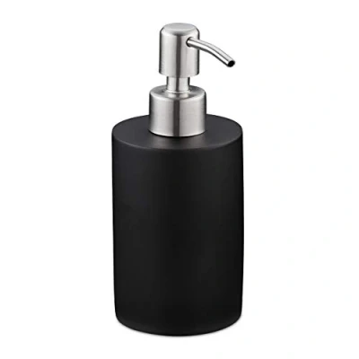Image of Relaxdays Soap Dispenser, 70% polyresin 20% stainless steel 10% plastic, Black, 16.5 x 7 8 cm