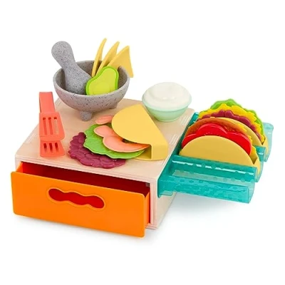 Image of B. Toys BX2233Z Cooking Accessories Role Play Set Food for Kids 3 Years + Mini Chef Tiny Taco Playset, Multi