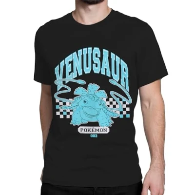 Image of Pokemon Pokémon T Shirt for Men Mens Venusaur Tshirt Cotton Men&#039;s Tee Shirts Sizes Small to XX Large Black X