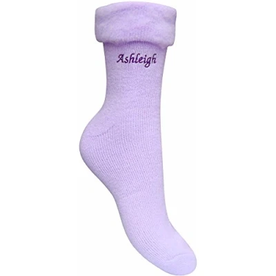 Image of Women&#039;s Personalised Super Soft Thermal Bed Socks (Purple)