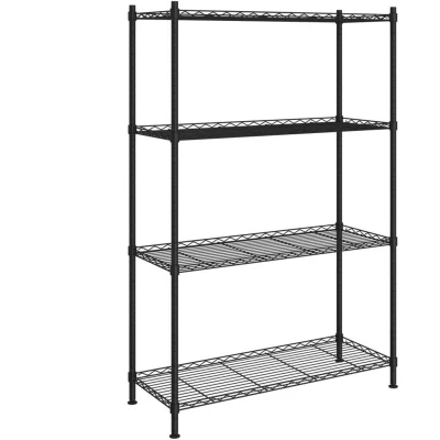 Image of vidaXL 4 Tier Storage Shelf 90x35x137 cm Black 200 kg