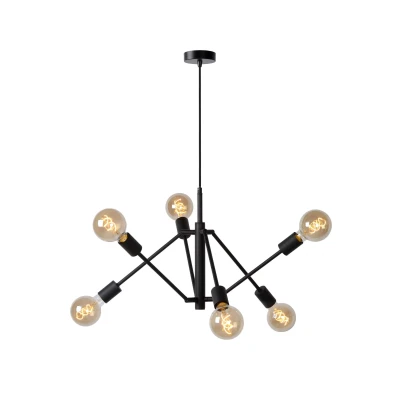 Image of Lester Modern Pendant Light 6xE27 Black