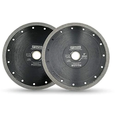 Image of DT DIATOOL Diamond Saw Blade 2PCS 8 Inch / 200mm Cutting Disc with X Mesh Turbo for Porcelain Tile Marble Ceramic Granite