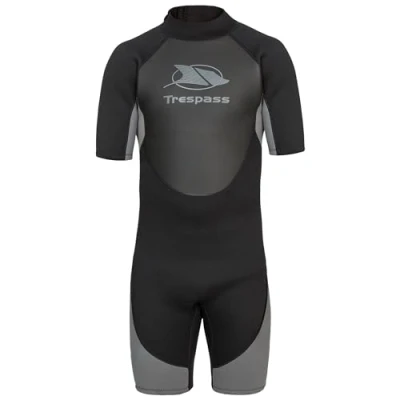 Image of Trespass Scuba, Black, M, Short 3mm Neoprene Wetsuit with 7mm Zip for Men, Medium, Black