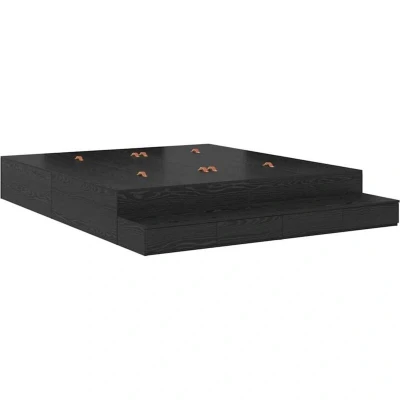 Image of vidaXL Storage Bed Frame Black Oak 180x200 cm