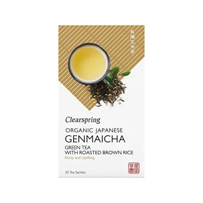 Image of Clearspring Organic Japanese Genmaicha, Green Tea with Roasted Brown Rice Teabags, 0.316 kg, Pack of 4, TEA0704.036A