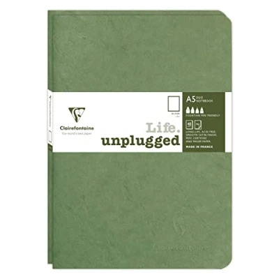 Image of Clairefontaine 733183C Age Bag DUO set of 2 stitched notebooks 14.8x21cm 96p plain green