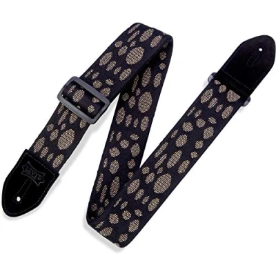 Image of Levy&#039;s Leathers 2&quot; Cotton Guitar Strap Spider Web Design; Black and Tan MC8VIN 002