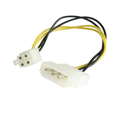 Image of StarTech.com 6in LP4 to P4 Auxiliary Power Cable Adapter 4 pin ATX Molex (LP4P4ADAP), Black