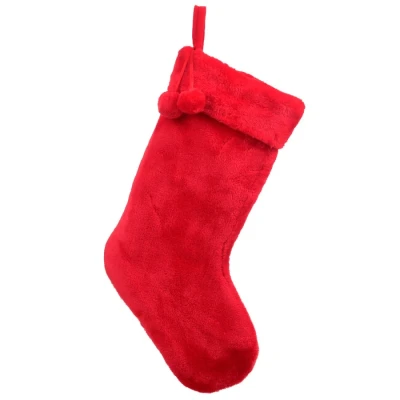 Image of Mr Crimbo Christmas Stocking Luxury Faux Fur Hanging Decoration 60cm Red