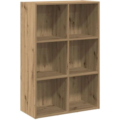 Image of vidaXL Book Cabinet/Sideboard Artisan Oak, Engineered Wood, 6 Compartment Bookshelf for Living Room, 66x30x98 cm
