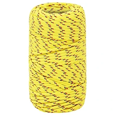 Image of vidaXL Durable Polypropylene Boat Rope 2mm All Purpose Yellow Coil for Sailing, Boating, Yachting, Rigging &amp; Docking, Weather UV Resistant, 50m Length