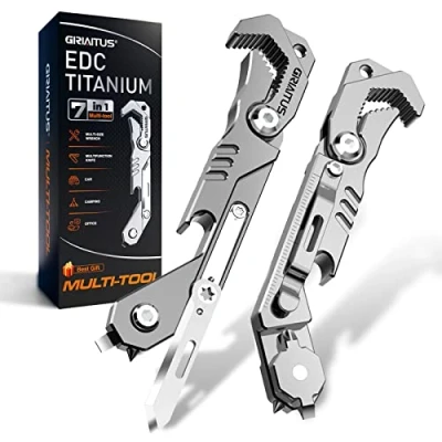 Image of GIRIAITUS 7 in 1 Multi Tool Gifts for Men Camping Accessories with Wrench Folding Knife Screwdriver Bottle Opene Ruler Urgent Car Window Breaker EDC Pocket Gadgets Outdoor Christmas