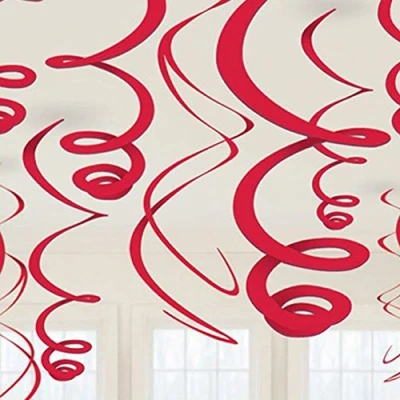 Image of Amscan 67055 40 55 Swirl Dec Plastic Apple Red