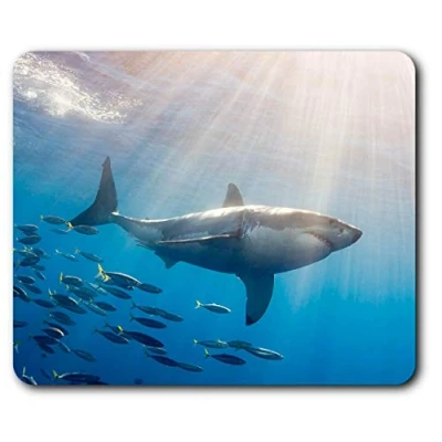Image of Great White Shark Mouse Mat Pad Diver Scuba Diving Sharks Gift Computer #8935
