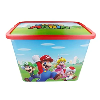 Image of Stor Super Mario Storage Box Container with Click Lock Lid, For Kids, Bedroom, Playroom, Toys, BPA Free (23 Litre)