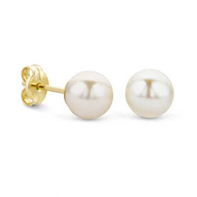 Image of Orovi Women Stud Earrings 14 ct/585 Yellow Gold With White Freshwater Pearls