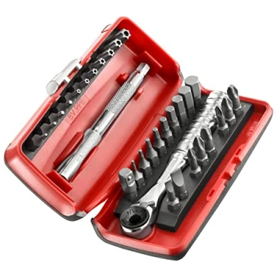 Image of Facom R.PEJ31 Set Featuring A 1/4 Inch Ratchet Spanner and Bits