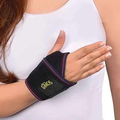 Image of SOLES Neoprene Wrist Bandage &amp; Support Breathable Neoprene, Extreme Comfort One Size Fits All Both Wrists Soft, Flexible, Comfortable Brace Reduces Pain and Prevents Injuries