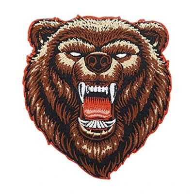 Image of Angry Grizzly Bear Iron on Patch Vintage Patches, Animals Embroidery Patch, Biker ironable Badges Finally Home