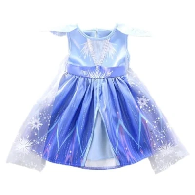 Image of Lito Angels Baby Girls Ice Princess Snow Queen Costume Birthday Party Fancy Dress Up with Snowflake Cape Age 12 18 Months Blue 267