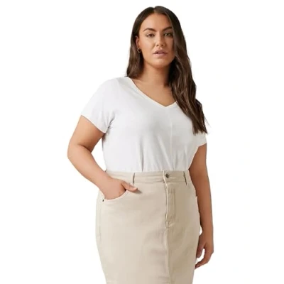 Image of EVANS Curve Pure Cotton T Shirt Women&#039;s Plus Size White