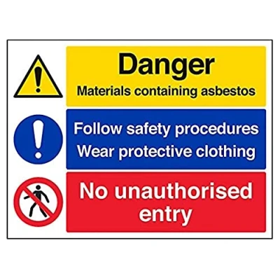 Image of V Safety Danger Material Containing Asbestos Warning Sign 400mm x 300mm 1mm Rigid Plastic