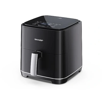Image of SHARP AF GS552AU B 5.5L 1650W Digital Control Air Fryer with 2500rpm High Speed Hot Air, 4 Cooking Functions, 8 Preset Programmes and LED Display Black