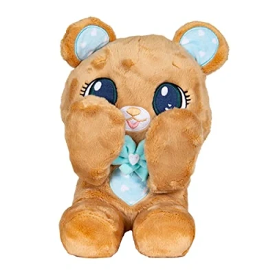 Image of PEEKAPETS Brown teddy bear Fun and Soft Plush that moves its Arms when you squeeze Tummy Toy gift for babies children