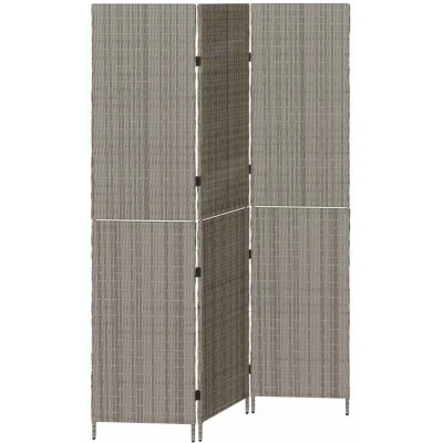 Image of vidaXL Room Divider 3 Panels Foldable Grey 147x180 cm Poly Rattan