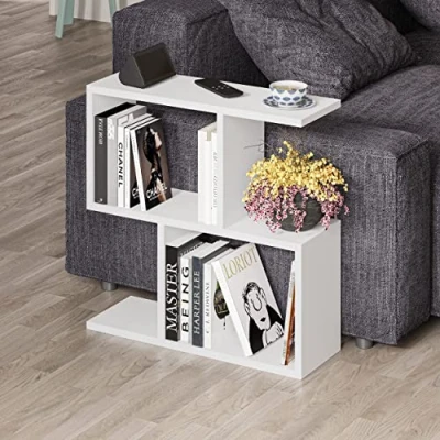 Image of HOCUS PICUS 2 Tier Storage End Side Table Versatile C 60x60x19.5cm Shelves Organizer Office Living Room Desk Stand Display (White)