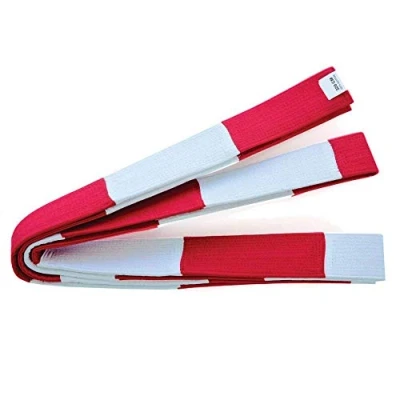 Image of Martial Arts Deluxe 2&quot; Wide Masters Instructor Block Belt Red/White NEW (280cm)