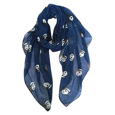Image of London Scarfs Ladies Women s Panda Print Scarf Wraps Shawl Soft Scarves (Navy Blue)