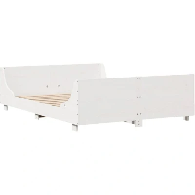 Image of vidaXL Bed Frame without Mattress White 160x200 cm Solid Wood Pine