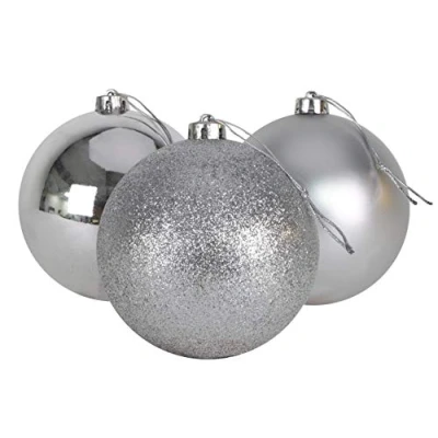 Image of Christmas Concepts® 3 150mm Extra Large Baubles Shiny, Matte &amp; Glitter Design Decorations (Silver)