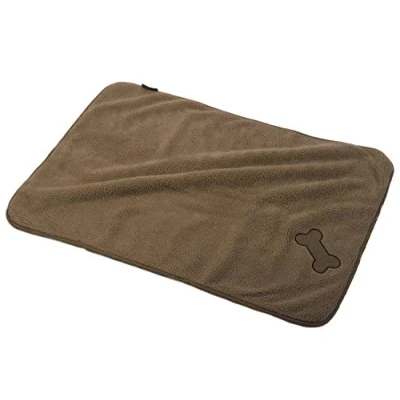 Image of Petface Soft Sherpa Fleece Dog Blanket Tweed Bone Detail Puppy Comforter 70cm x 100cm (Brown)