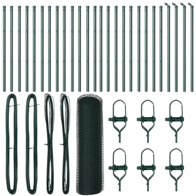 Image of vidaXL Hexagon Fence Green 0,4x50 m Steel