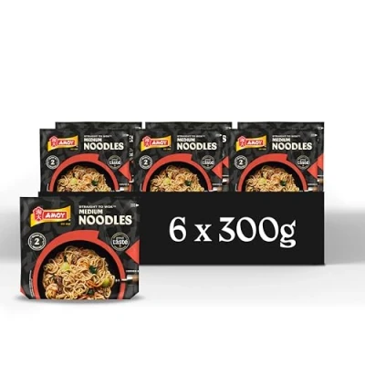 Image of Amoy Straight to Wok Medium Noodles, 2 x 150 g (Pack of 6)