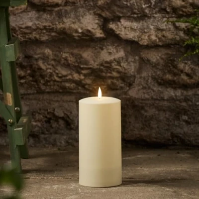 Image of Lights4fun 20cm Solar Powered Waterproof TruGlow® LED Flameless Garden Patio Candle Realistic Warm White Flickering Flame