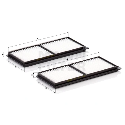 Image of D65161J6X, D65161J6X9A Pollen Filter MANN CU 23 001 2 Particulate 247mm 99mm 17mm MAZDA: Hatchback, Hatchback