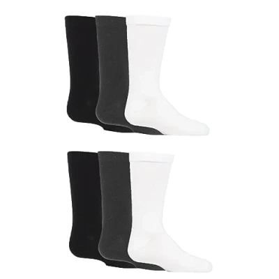 Image of SockShop Kids Bamboo School Socks Boys Girls Plain Striped Breathable, Soft, Cooling Comfort Cuff Smooth Toe Seams 6 Pairs Black Grey White 8.5 (1 3 Years)