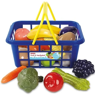 Image of Casdon Fruit &amp; Veg Basket Assorted Toy With Fruits Vegetables For Children Aged 2+ Perfect Playing Shops
